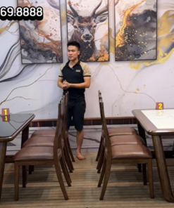 2 bộ bàn ăn chân nguyên khối mặt gỗ và mặt đá