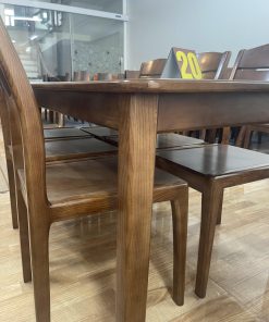 Bộ bàn ăn chữ nhật 6 ghế tai voi mặt gỗ