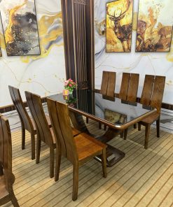 Bàn Ăn Chân Thuyền Chéo Kèm 6 Ghế H2