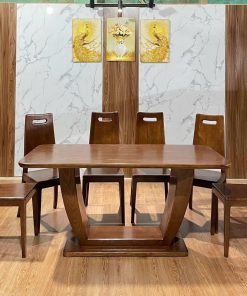 Bộ bàn ăn chân chữ U 6 ghế tay lọt