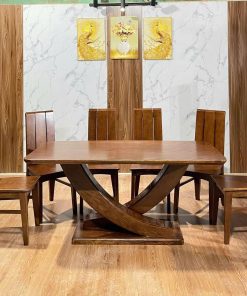 bàn ăn chân thuyền chéo 6 Ghế H3