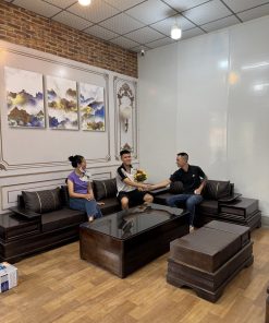 Bàn ghế sofa phòng khách gỗ sồi Nga mẫu chữ L