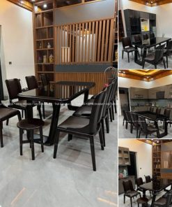 🪑 BỘ BÀN ĂN GỖ SỒI NGA 8 GHẾ CÁNH SEN – GIAO LẮP TẠI NHÀ ANH DŨNG (PHÙ NINH, PHÚ THỌ)