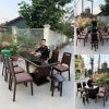 Bộ bàn ăn chân thuyền 6 ghế ba tiêu khoét bọc đệm