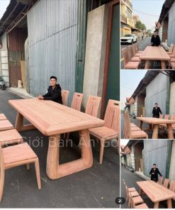 Siêu phẩm mộc thô chưa sơn: bộ bàn ăn chân Nguyên Khối Víp chân to size đại 20cm